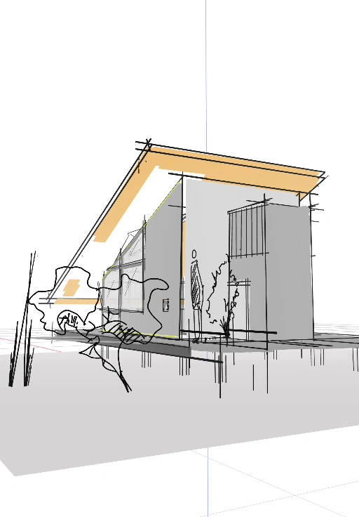 Proceso de perspectiva de un volumen arquitectónico
